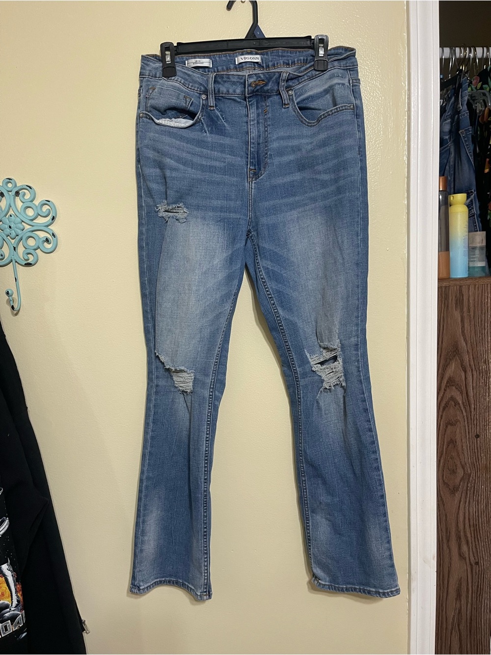 Vigoss Light Blue Distressed Flare Jeans